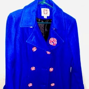 Blue formal coat.Beautiful formal rhinestones.